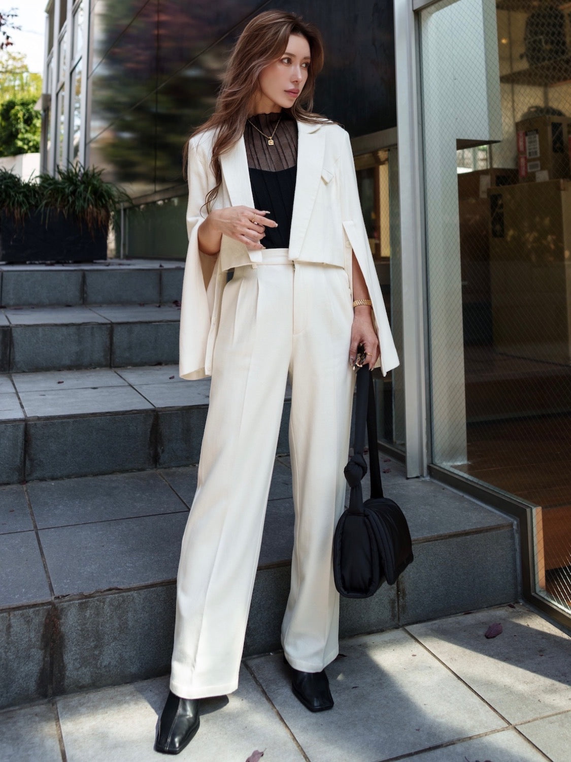 Wool twill short jacket