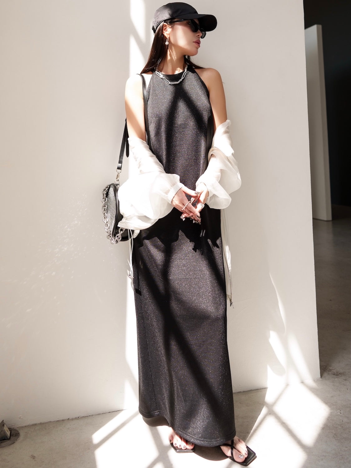 Basic ラメ カットソー ワンピース