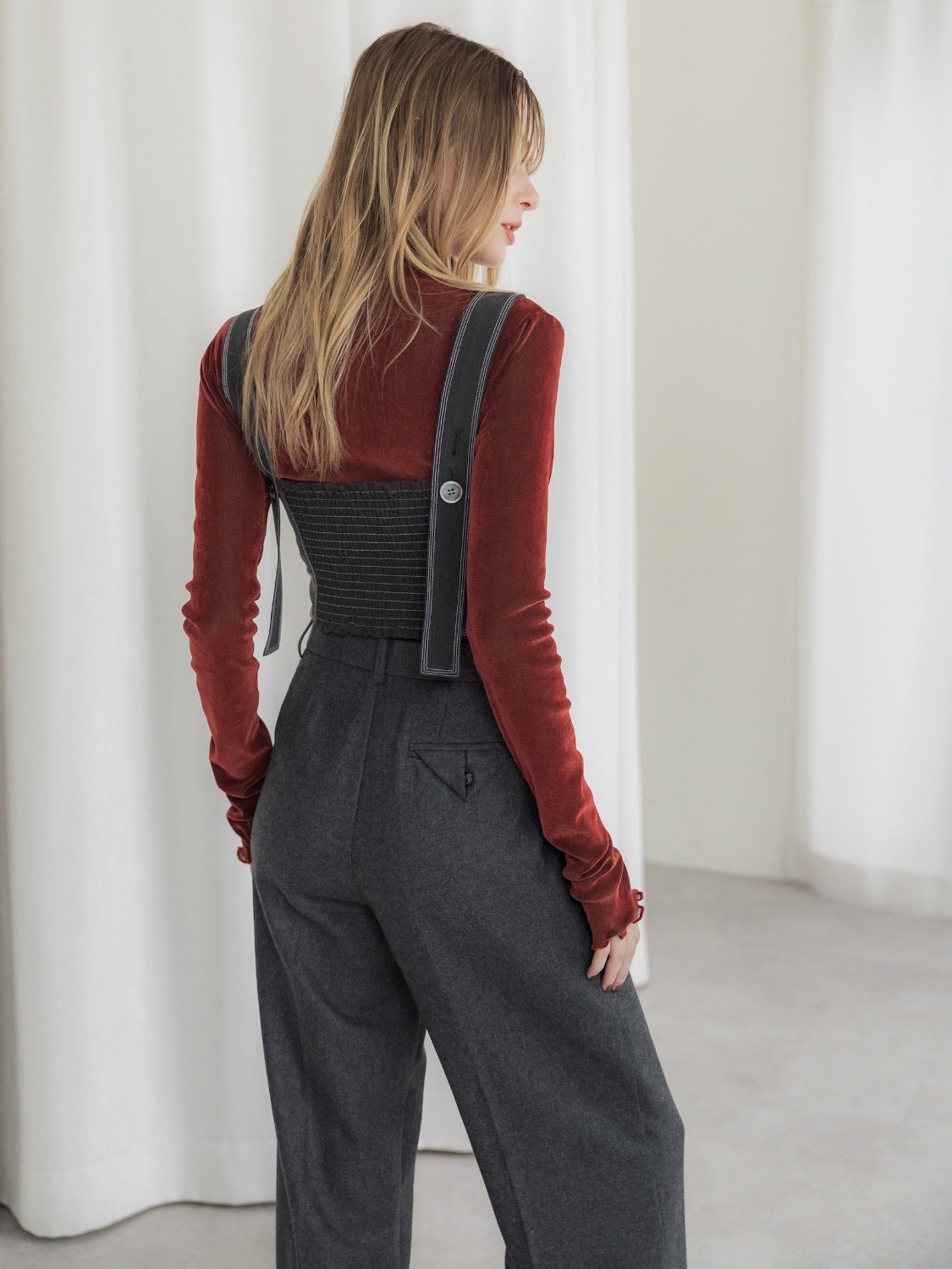 Stitched Back-shirring Bustier