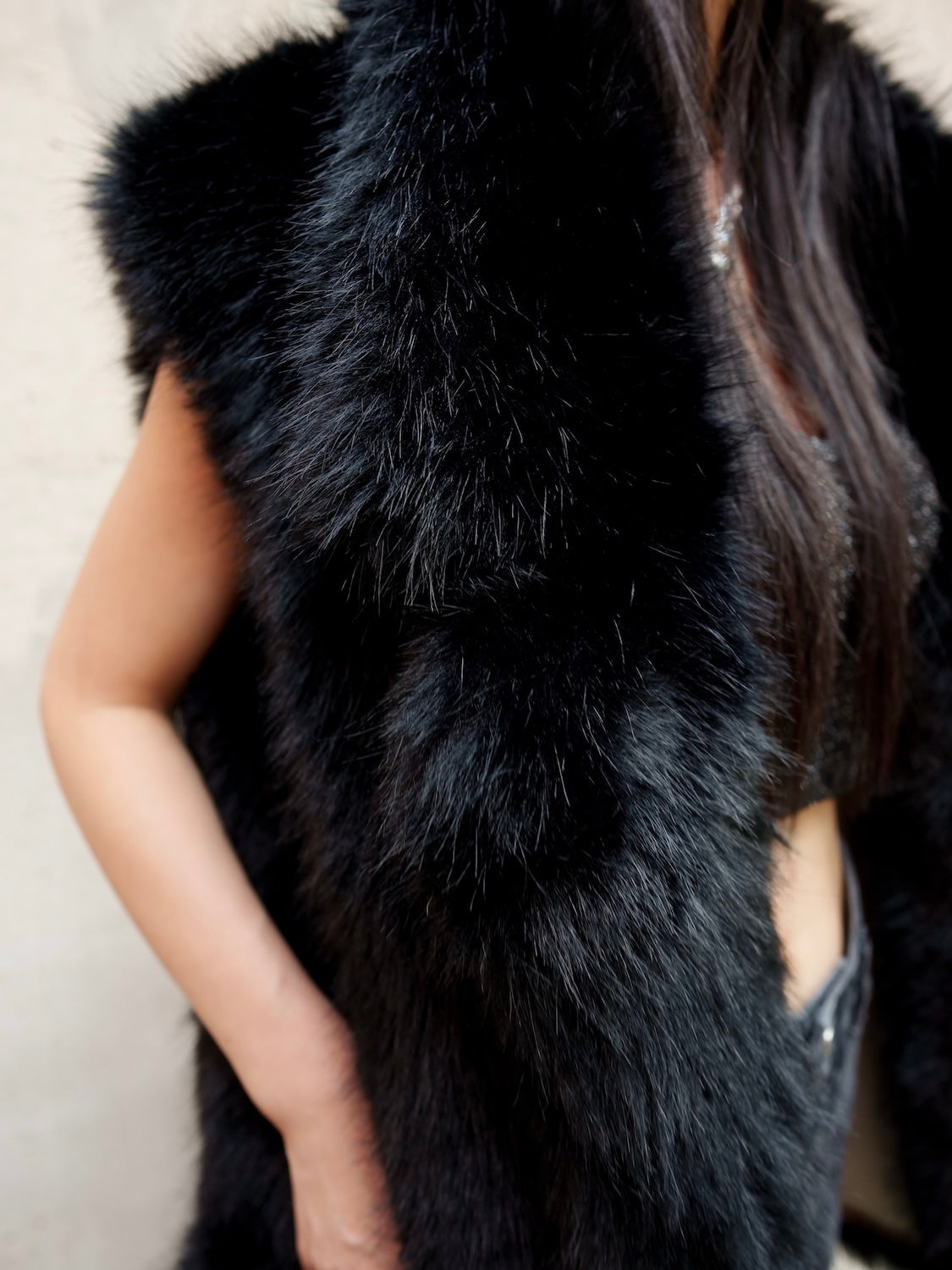 Suede ボンディング Fur ベスト