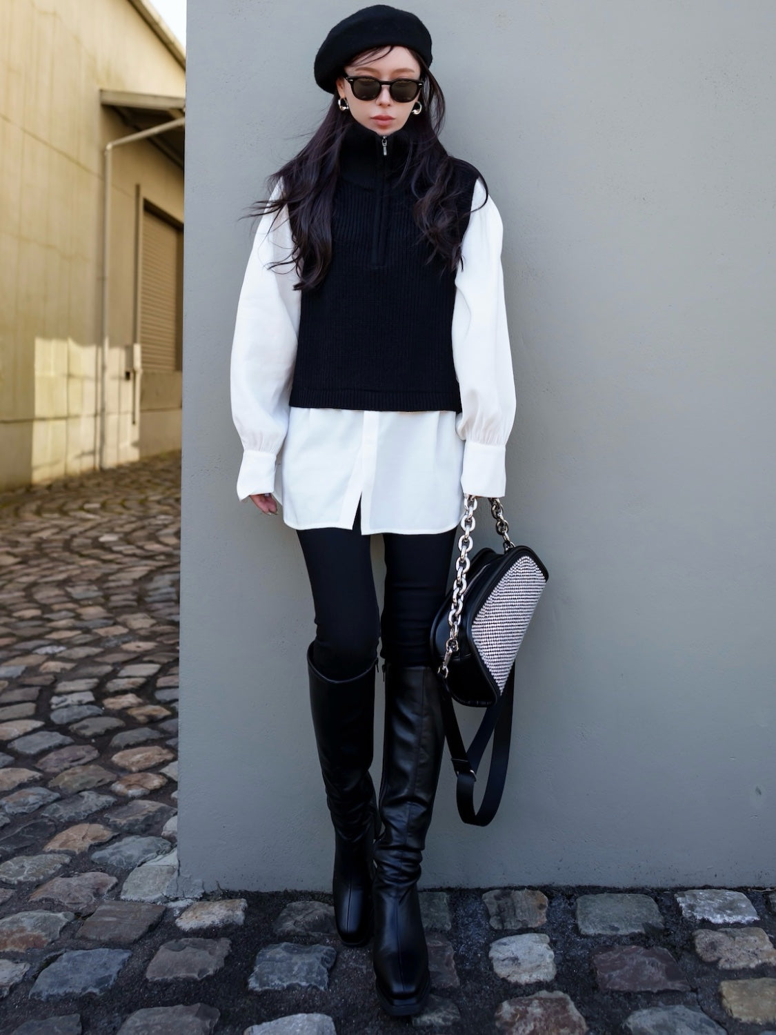 Eco Leather Double Piece Long Boots