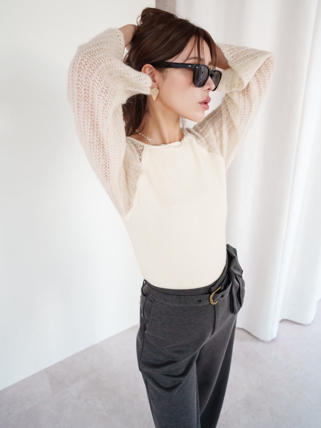 ベルスリーブ ウールニット Tops