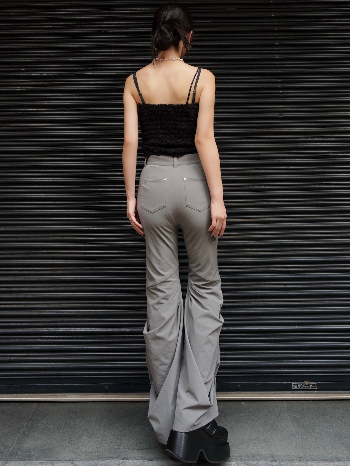 Stretch ドレープフレア パンツ