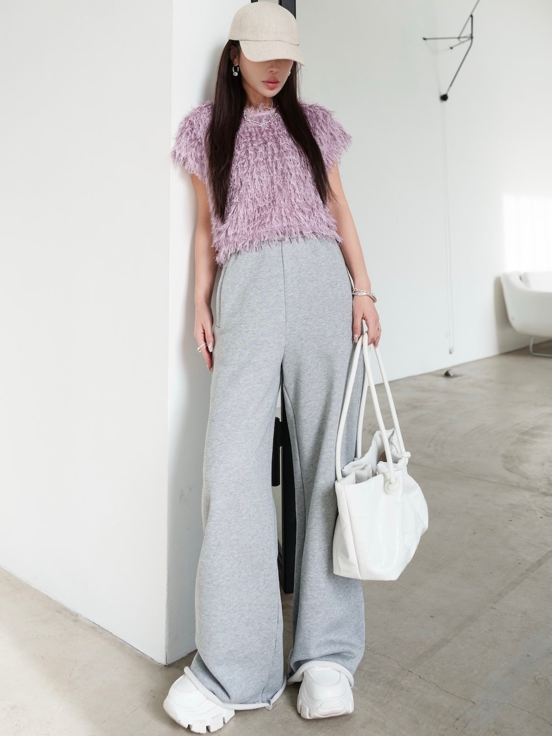 Cut-off Sweat Wide Pants