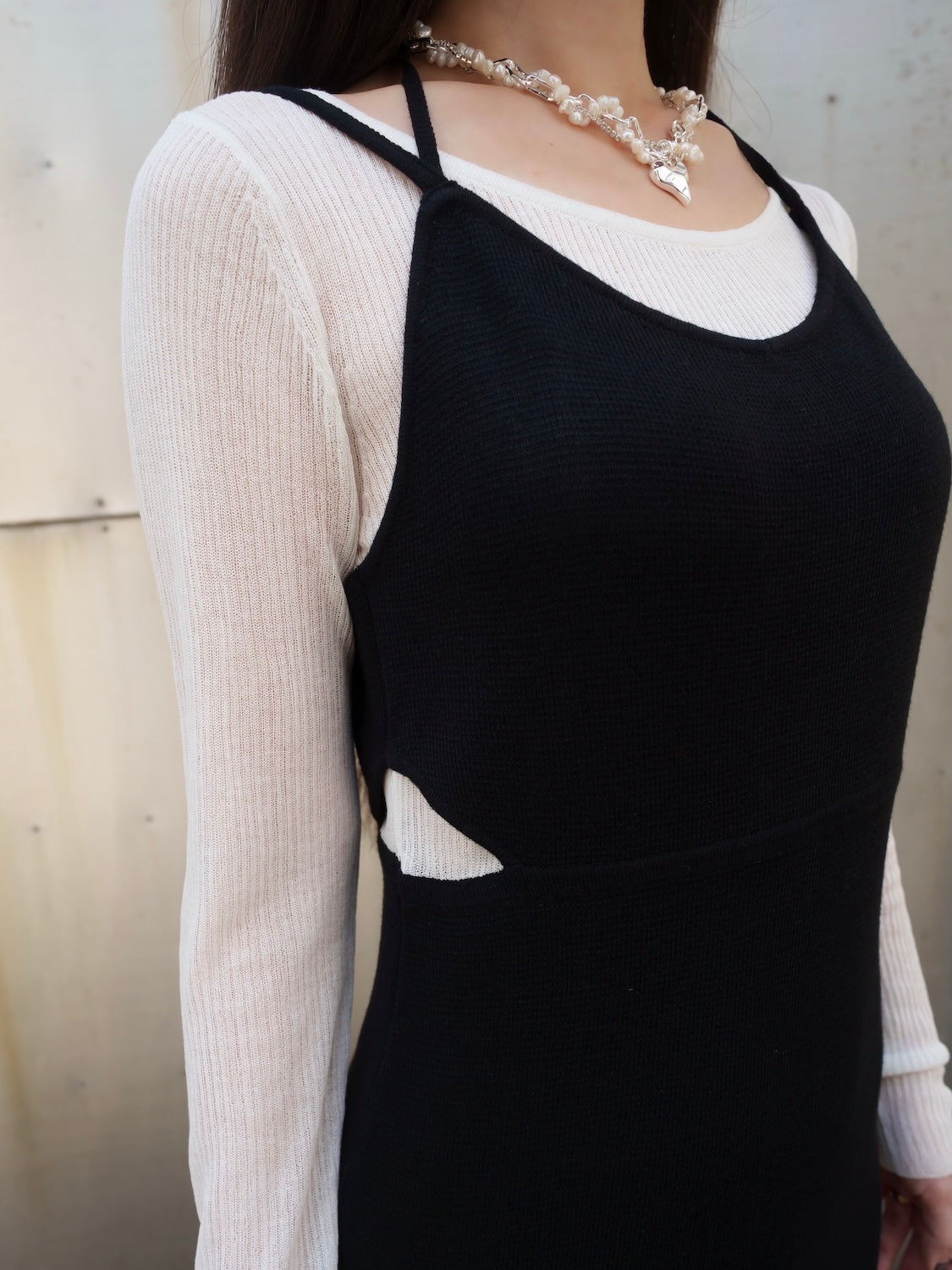 シアー ドッキング KNIT ワンピース