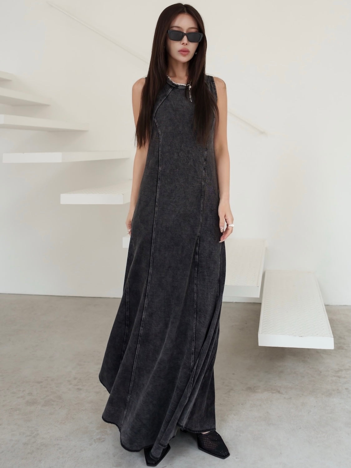 ピグメント Rib フレア ワンピース