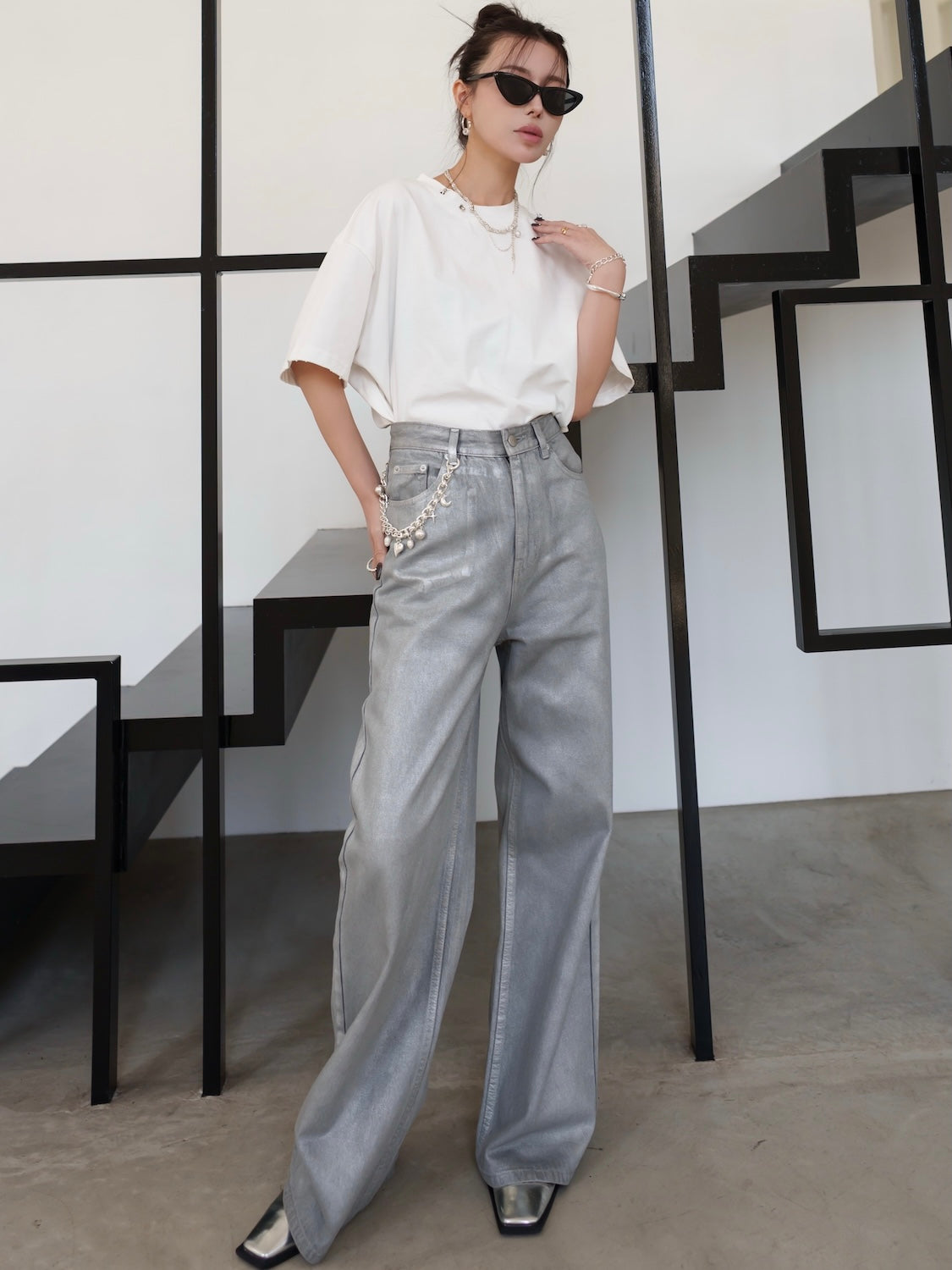 Spray Foil Wide Denim