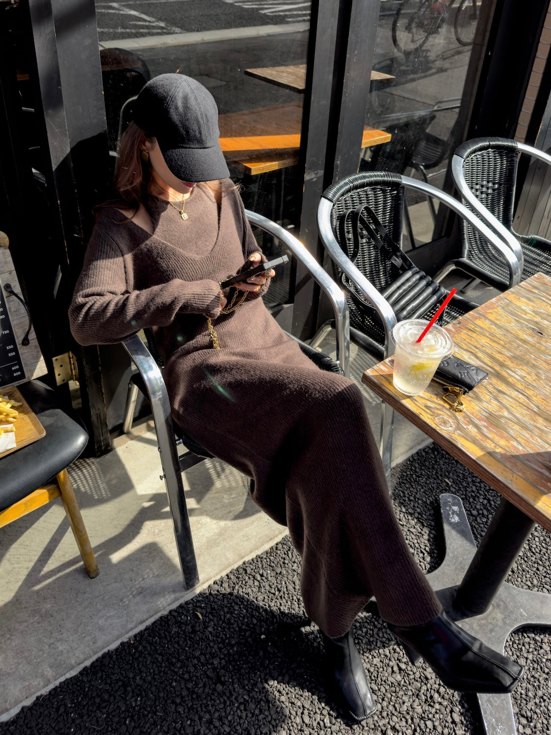 MODEL:159cm<br>COLOR:ダークモカ