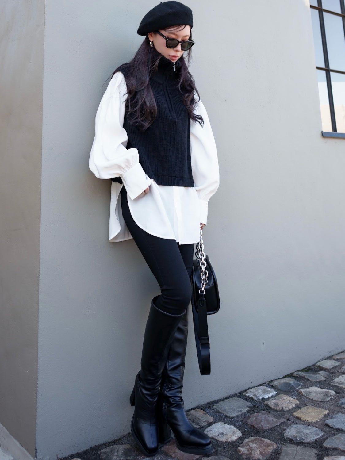 Eco Leather Double Piece Long Boots