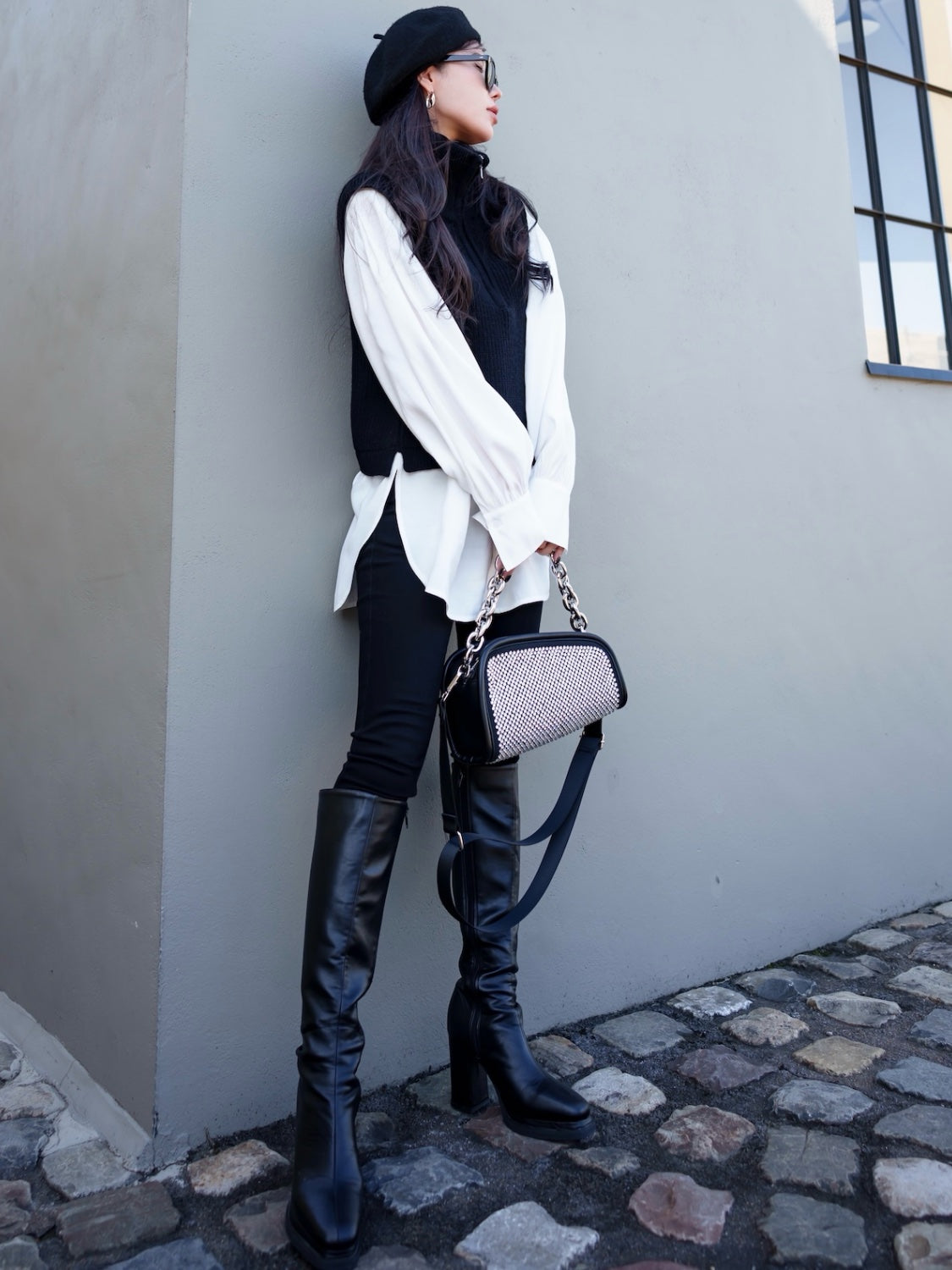 Eco Leather Double Piece Long Boots