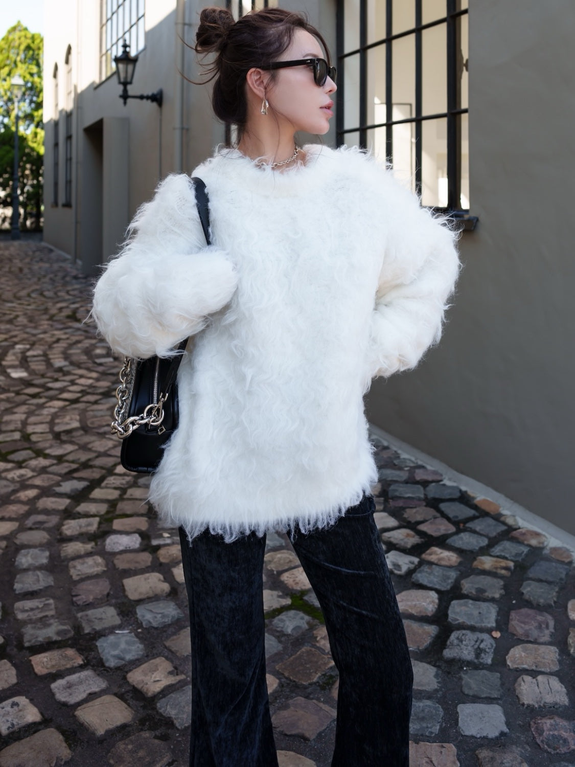 Stone Chain Asymmetric Bag