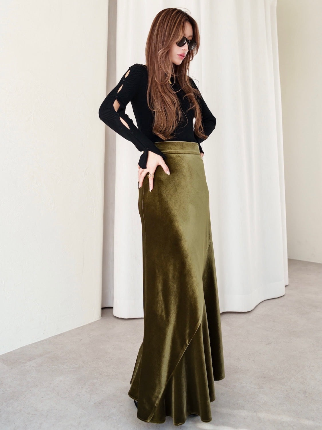 BUTTON-SLEEVE ニット トップス