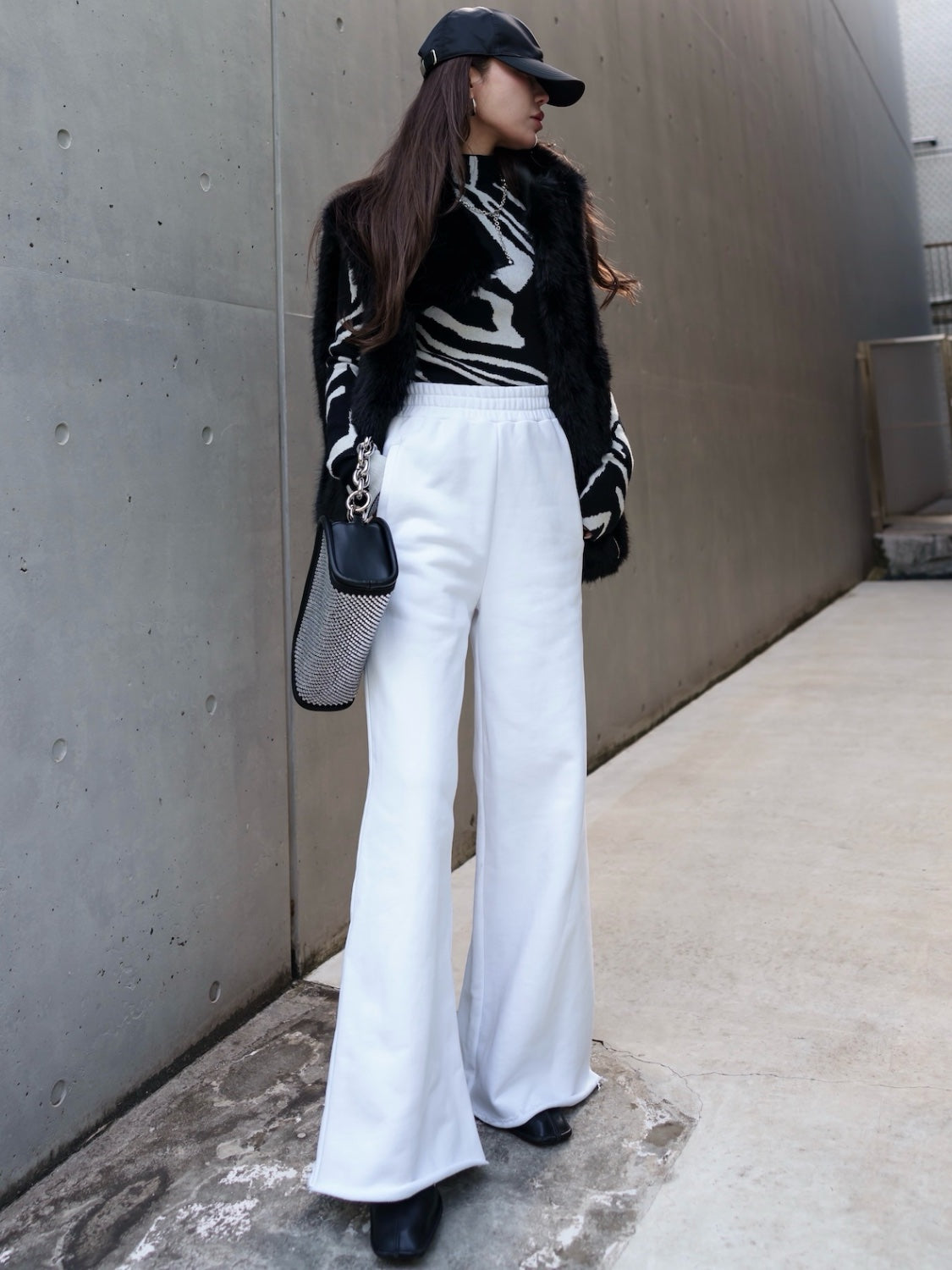 Cut-off Sweat Wide Pants