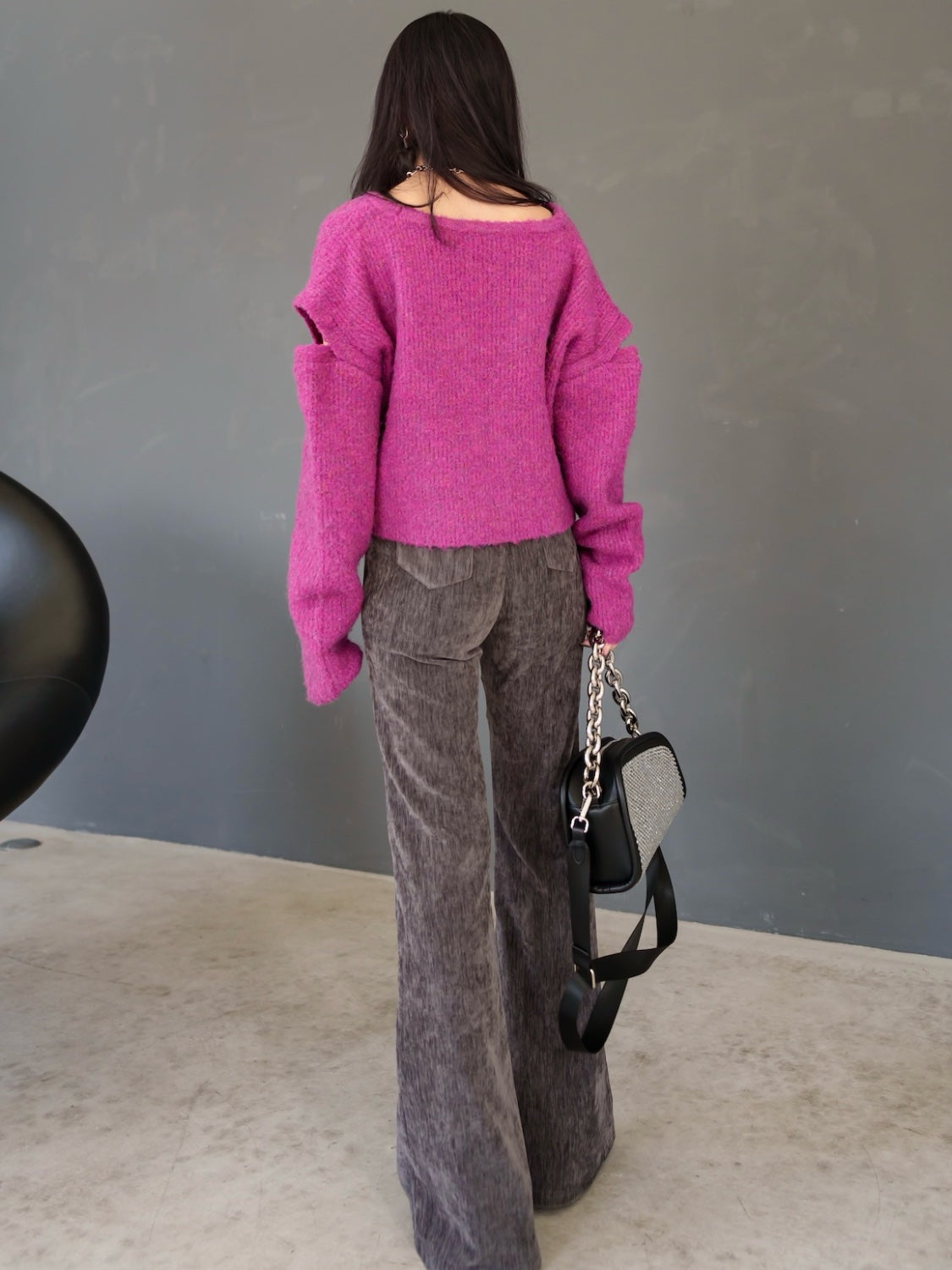 Stone Chain Asymmetric Bag