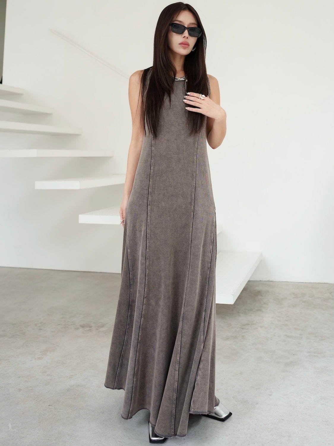 ピグメント Rib フレア ワンピース