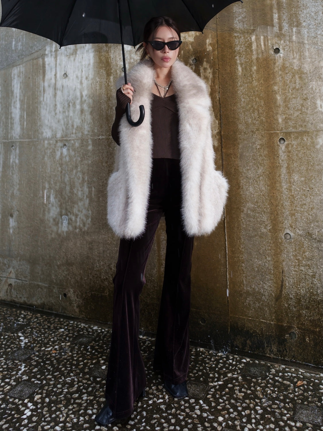 Suede ボンディング Fur ベスト