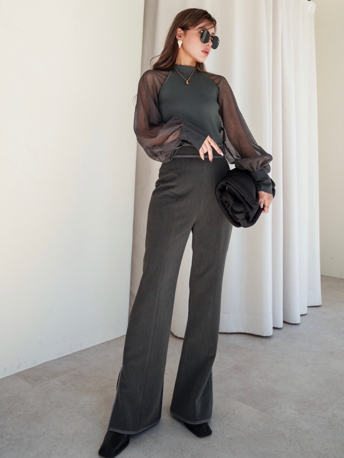 Eco-leather スクエア ショートブーツ