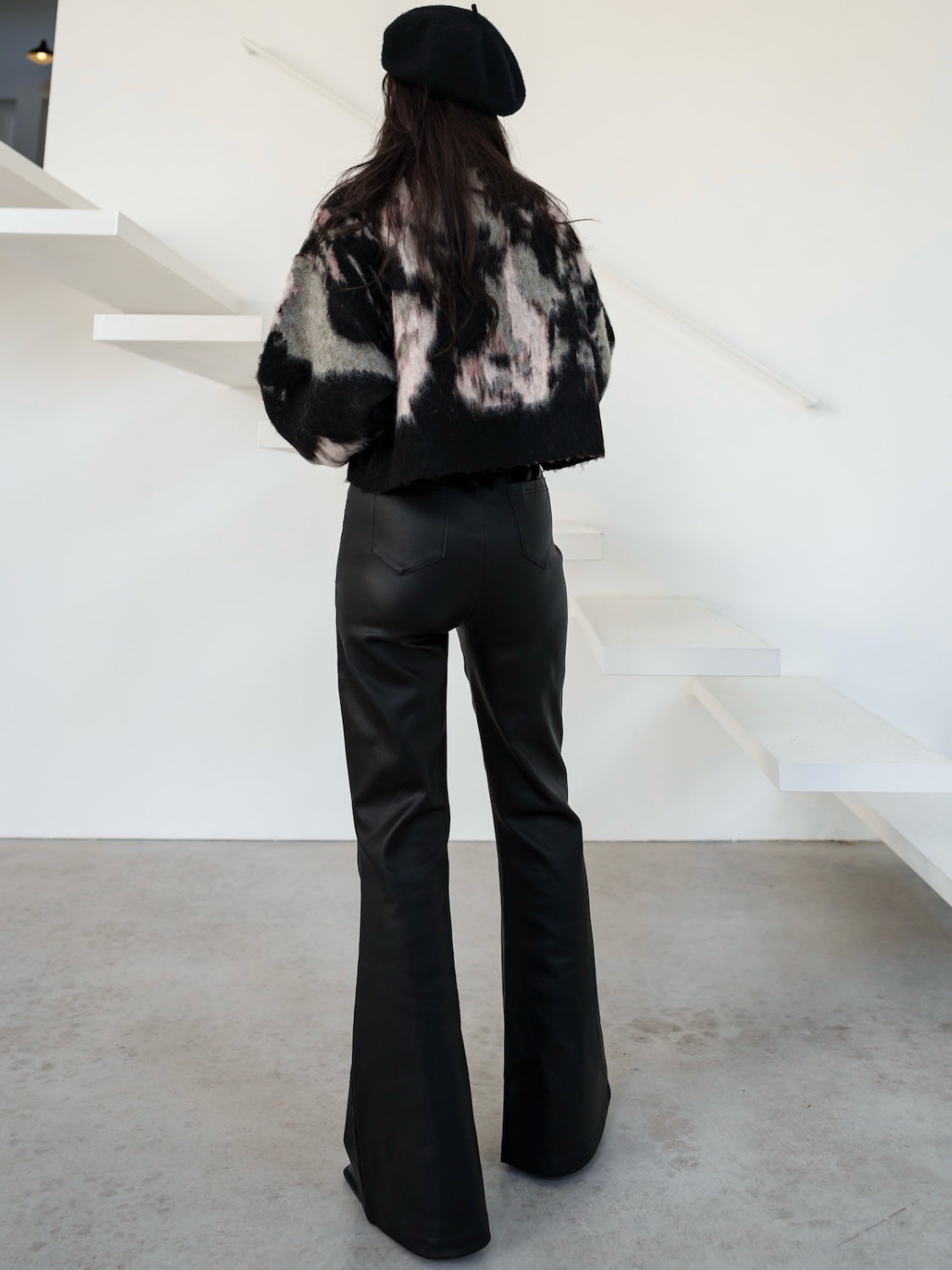 Leather-like flare pants