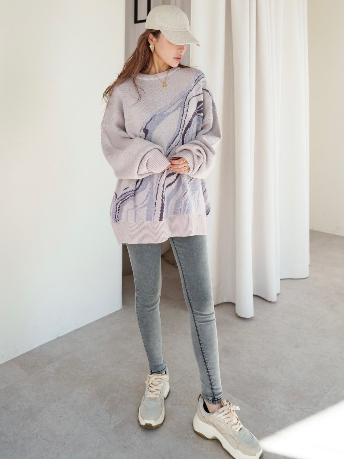 Marble Long-sleeve Pullover