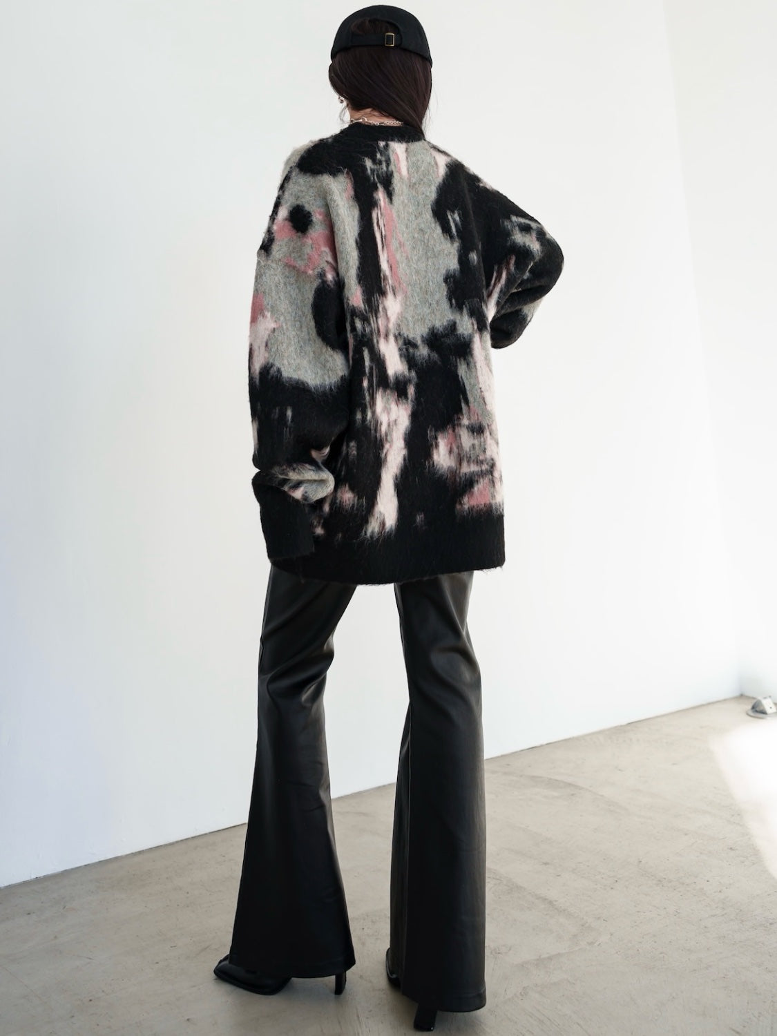 Leather-like flare pants