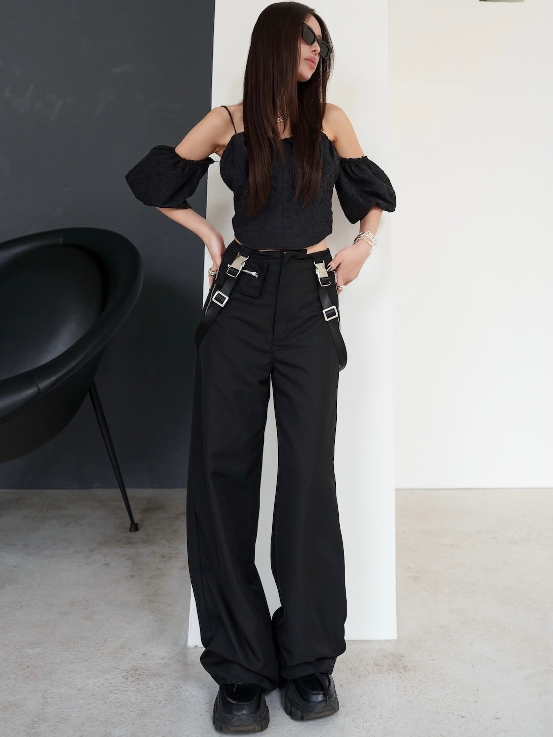 クリンクル Balloon スリーブ Tops