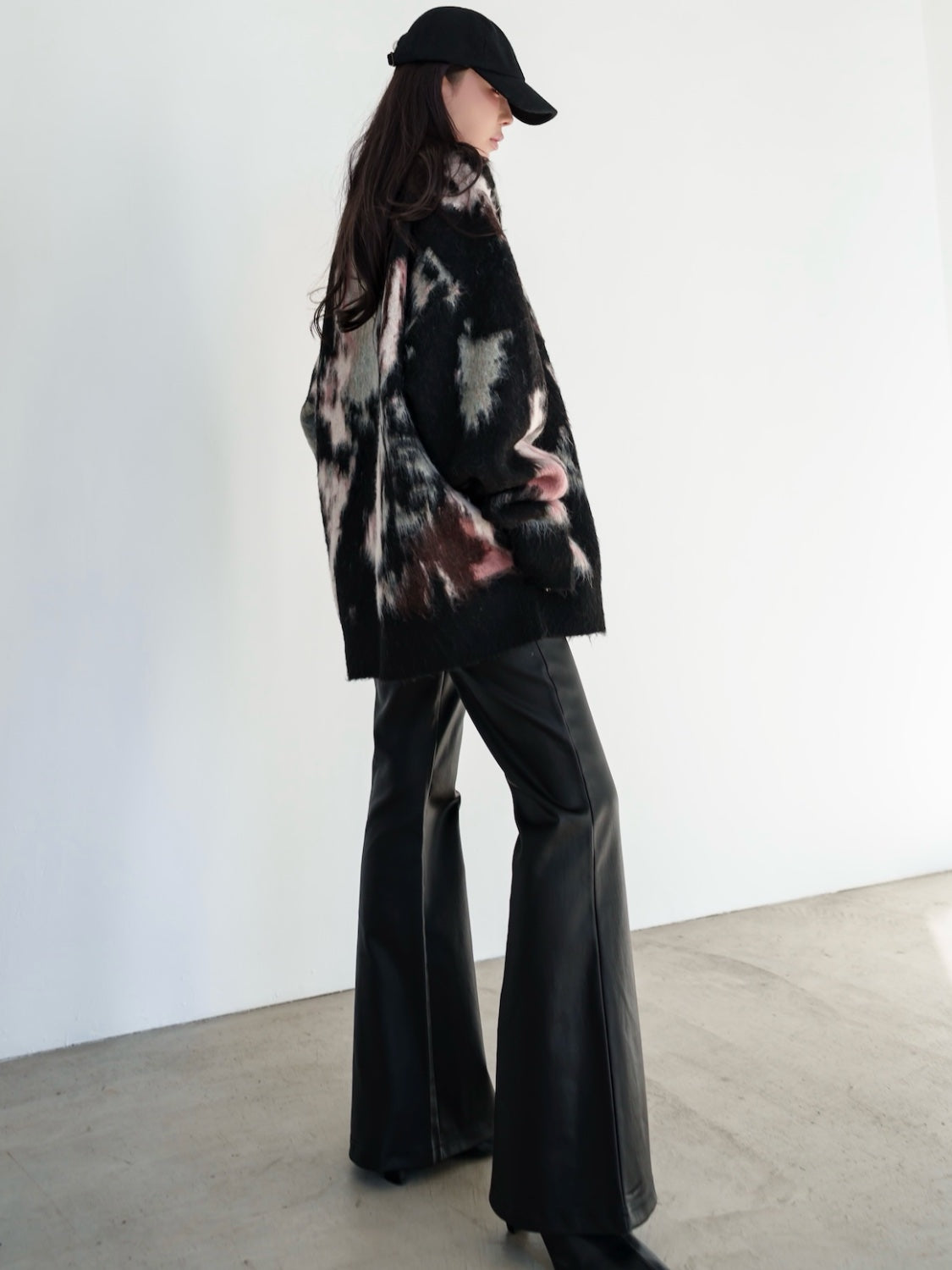 Leather-like flare pants