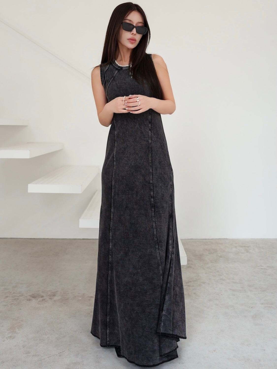 ピグメント Rib フレア ワンピース