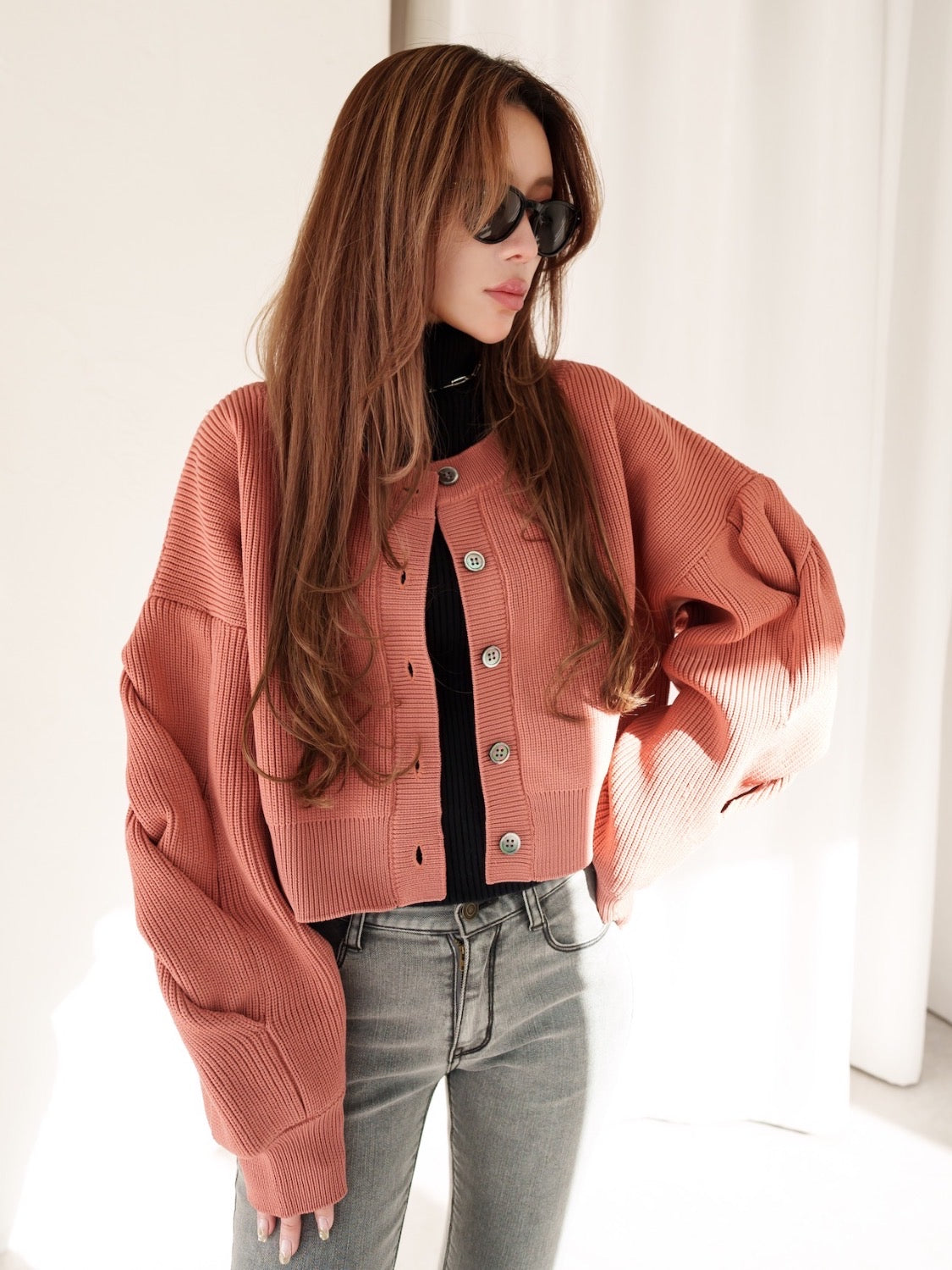 2way sleeve design cardigan