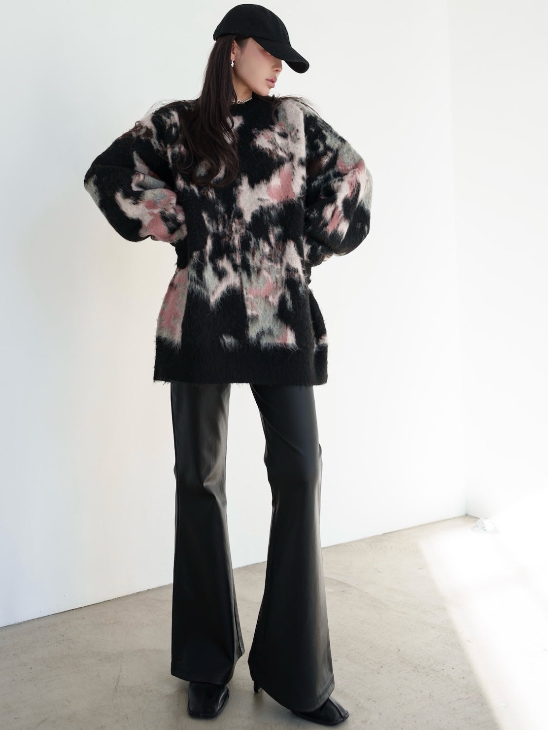 Leather-like flare pants