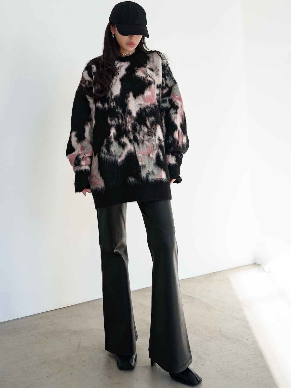Leather-like flare pants