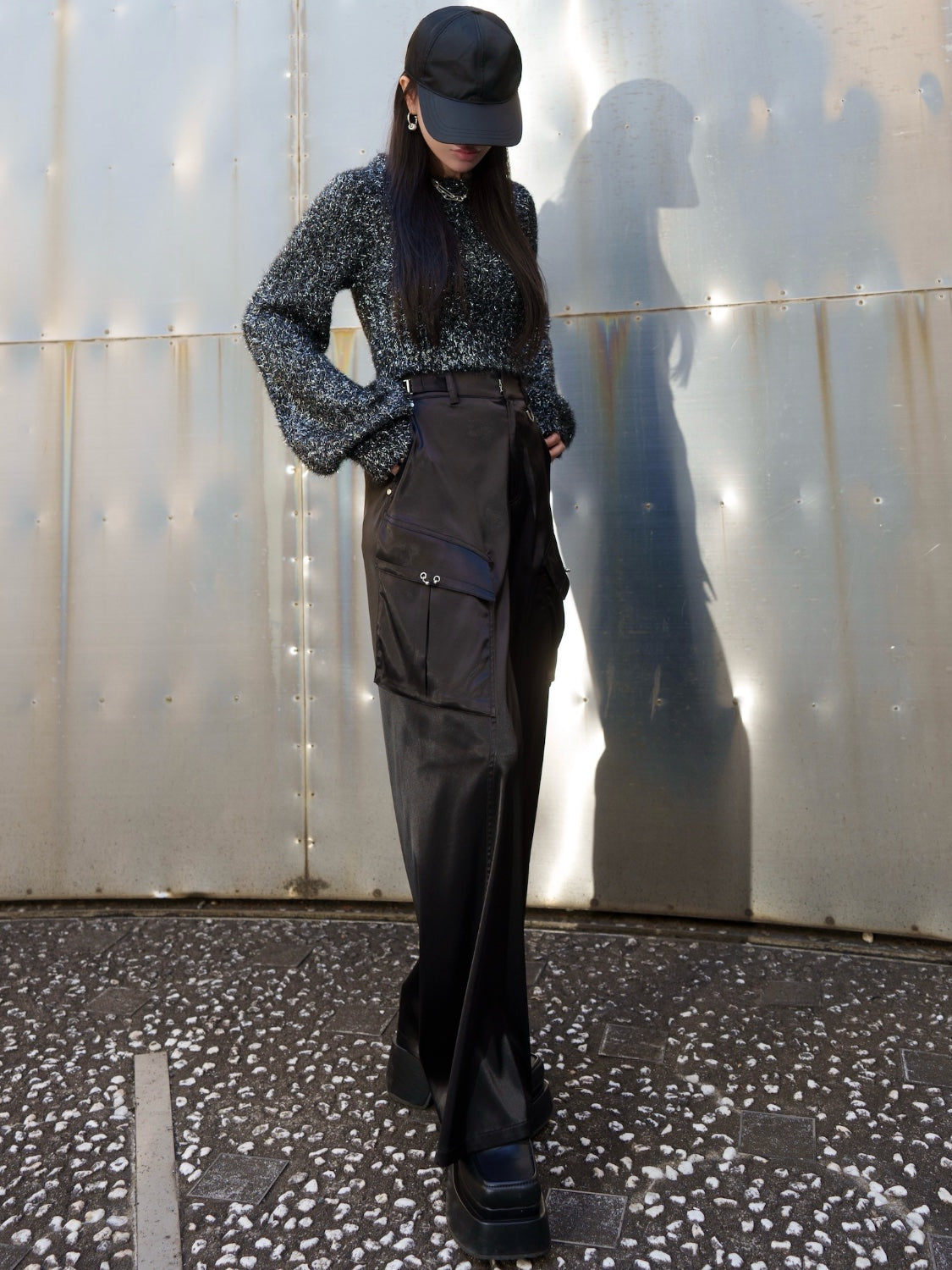 Cropped ラメ KNIT トップス