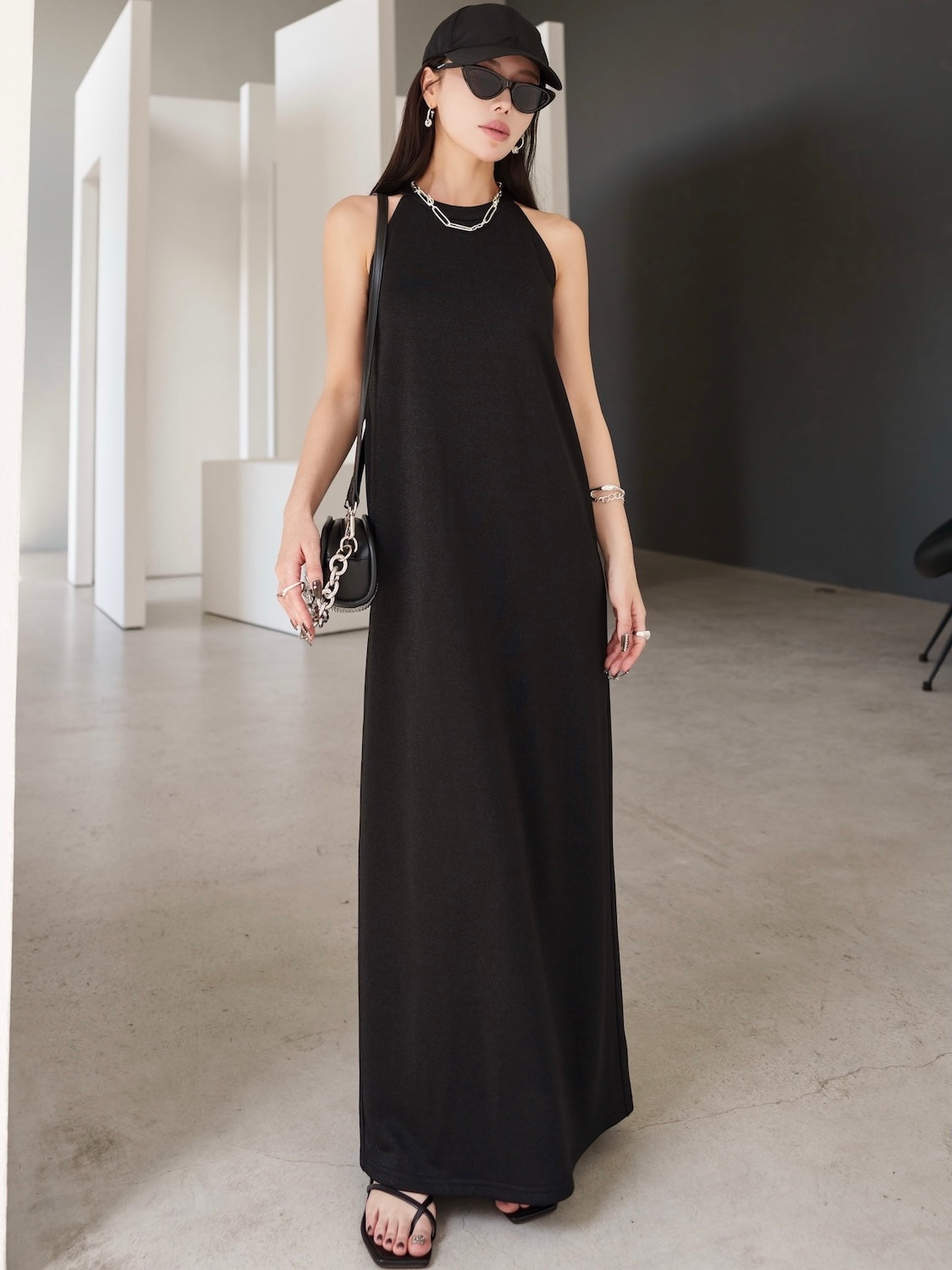 Basic ラメ カットソー ワンピース