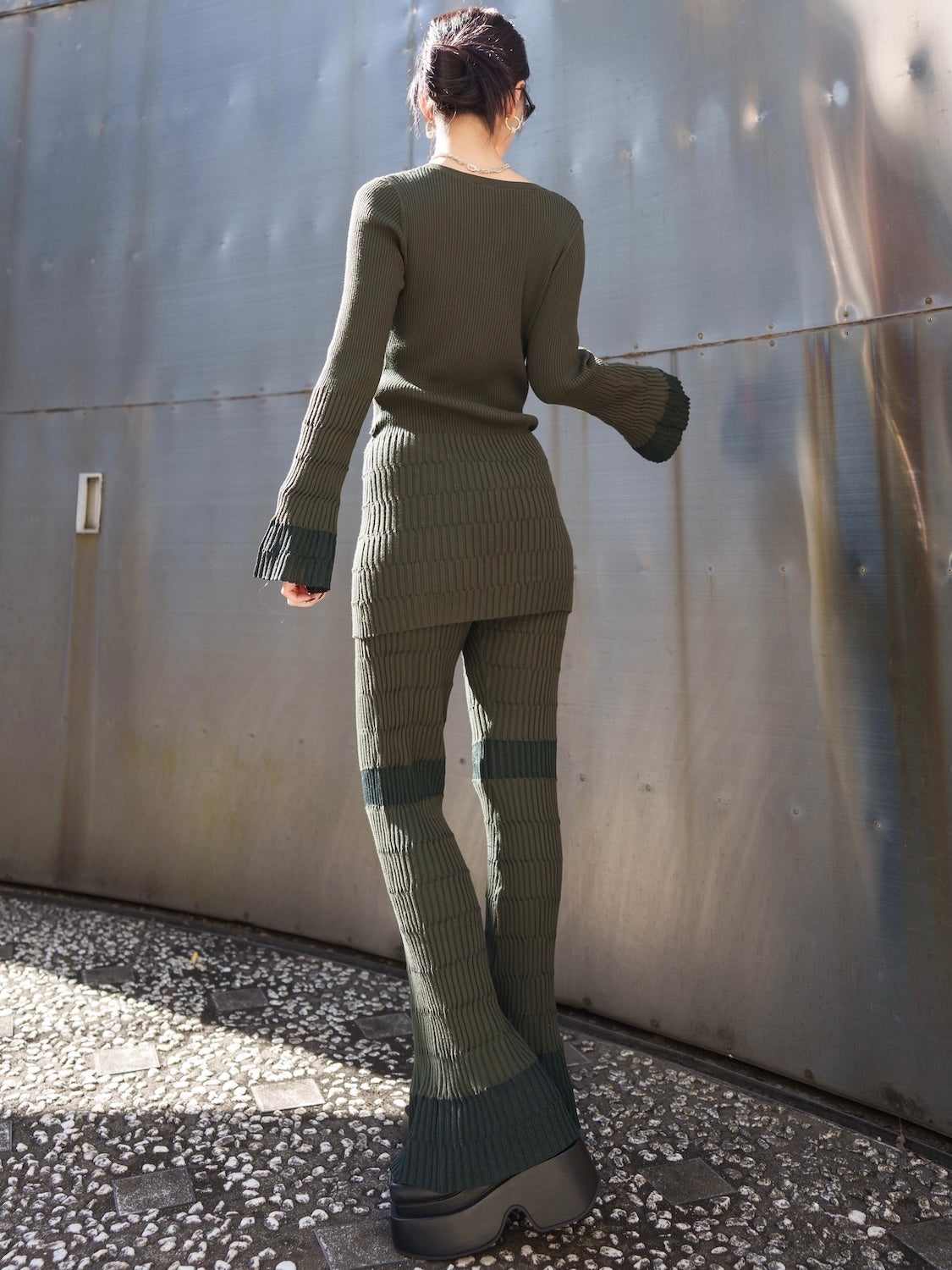 Multi シアー Ribニット セットアップ