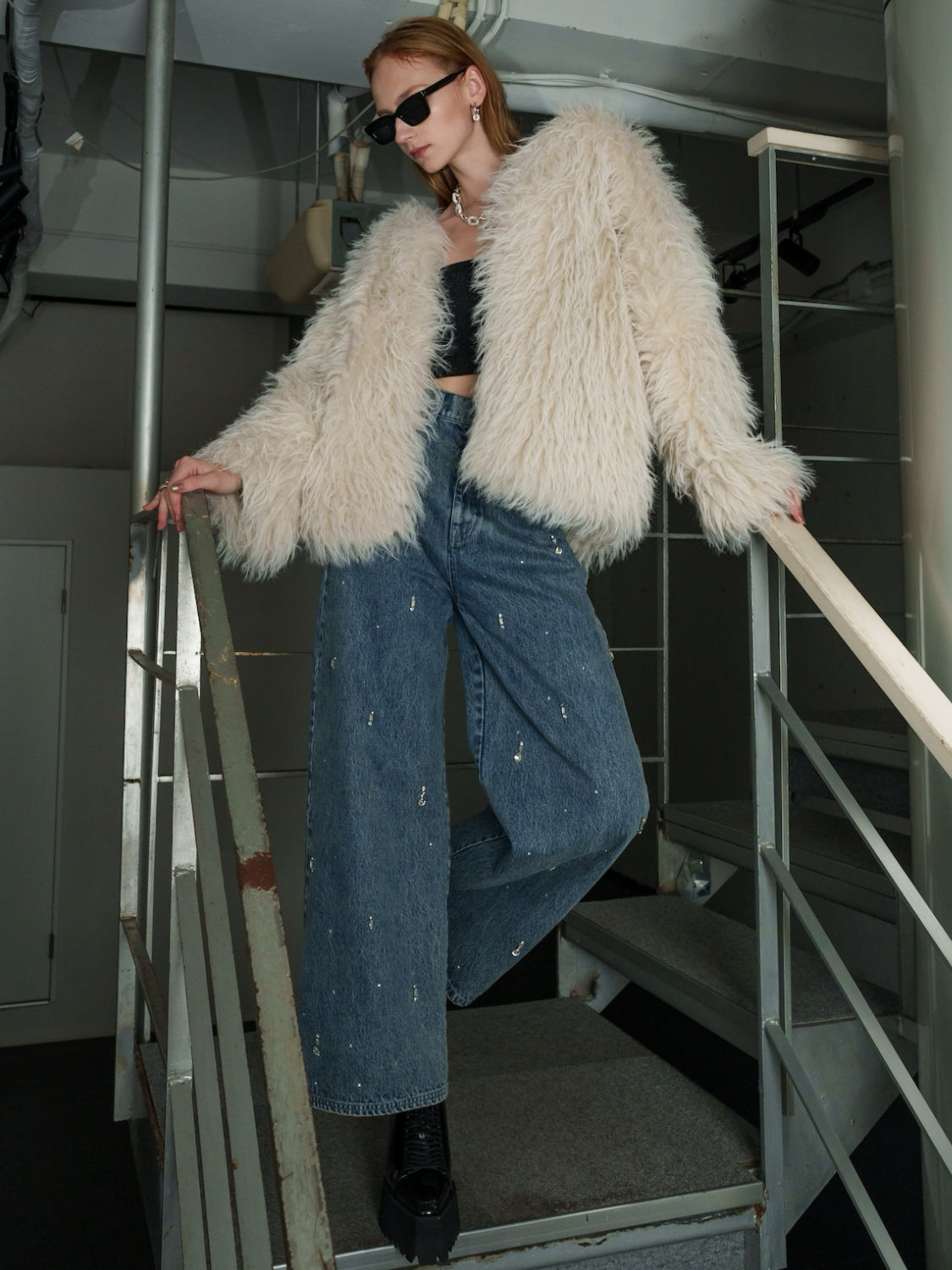 ノーカラー チベット Fur コート