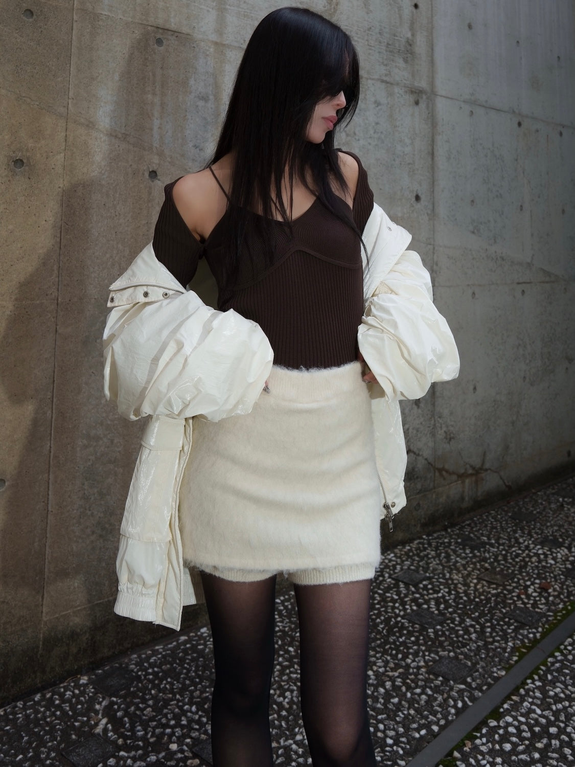 ショートパンツ レイヤード KNIT スカート