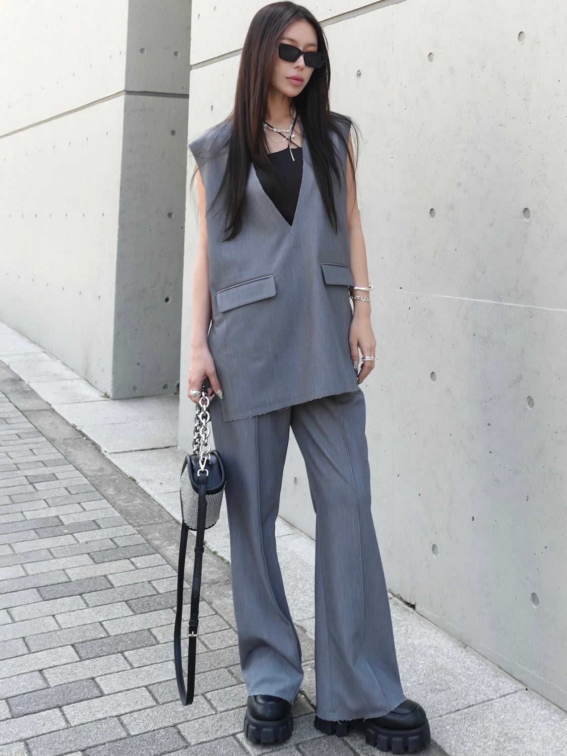 Vネック ベスト セットアップ