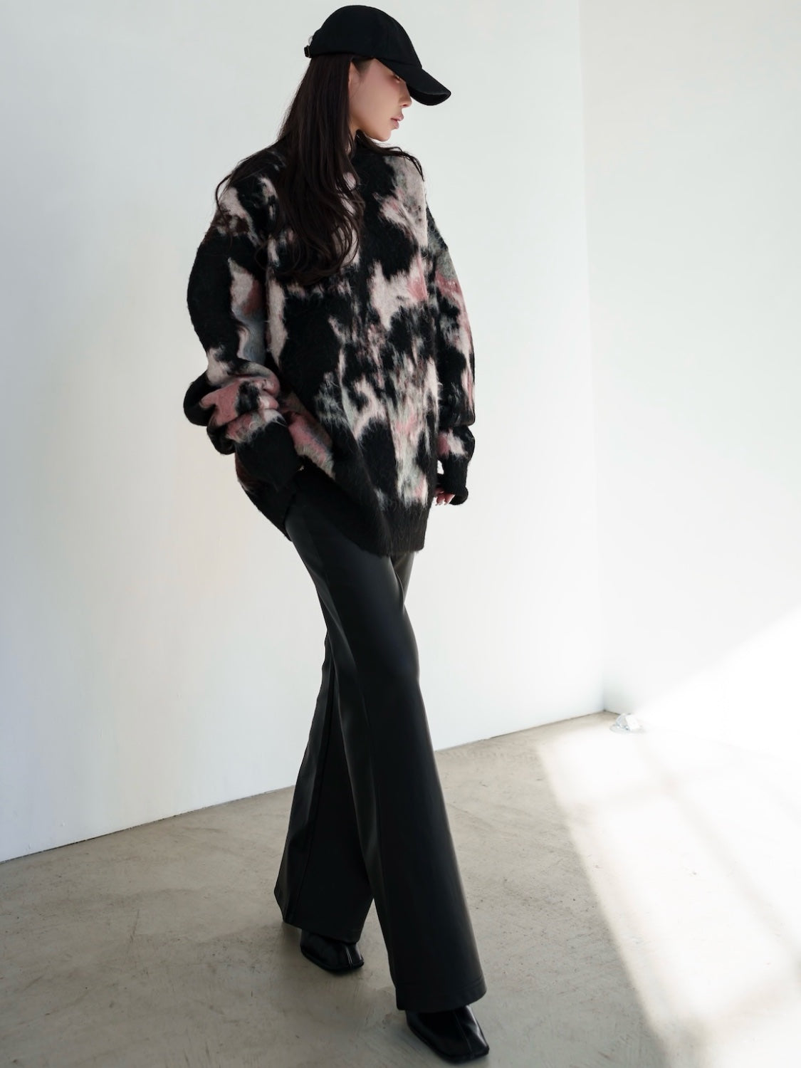 Leather-like flare pants