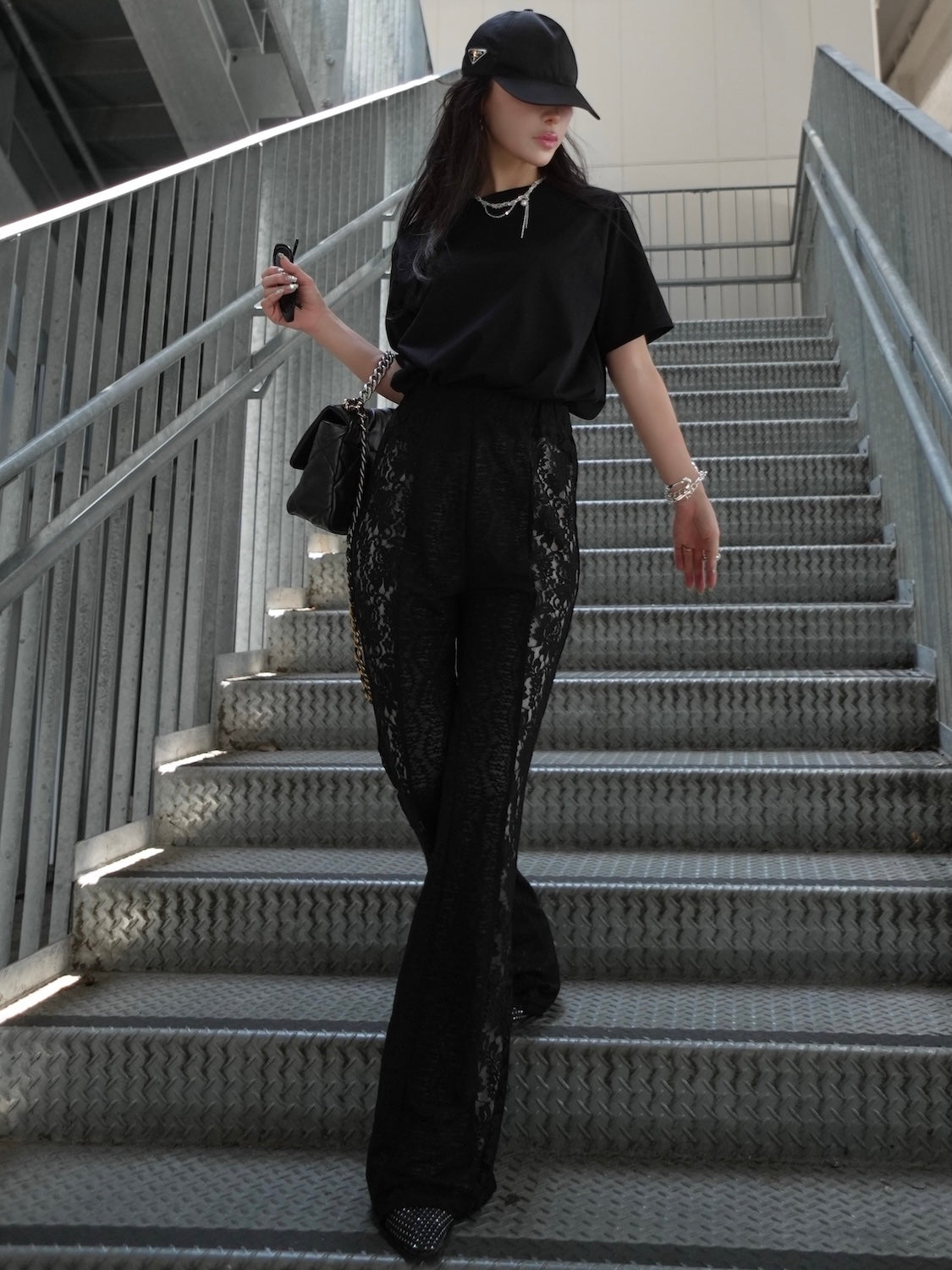 Stretch レース フレアパンツ