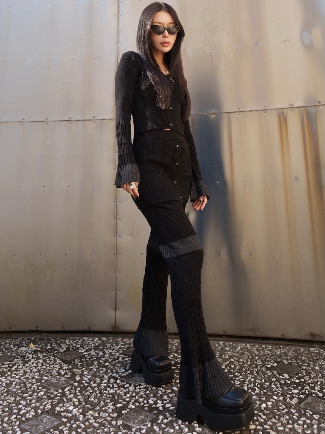 Multi シアー Ribニット セットアップ