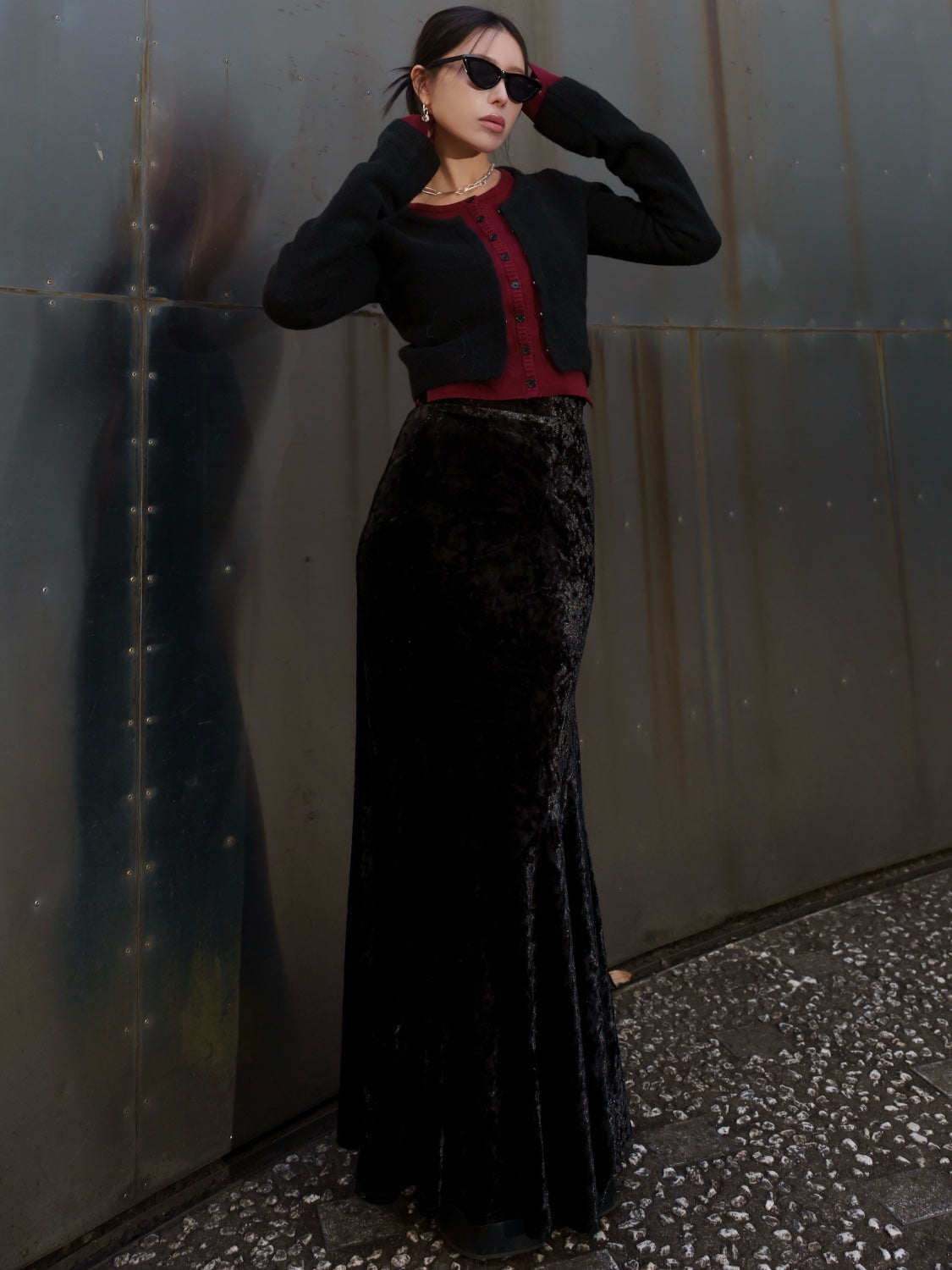 レイヤーライク Crew Neck KNIT カーディガン