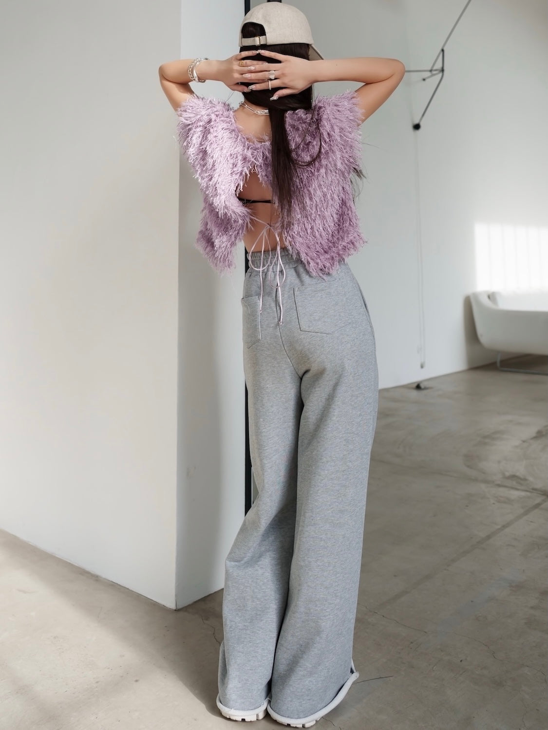 Cut-off Sweat Wide Pants