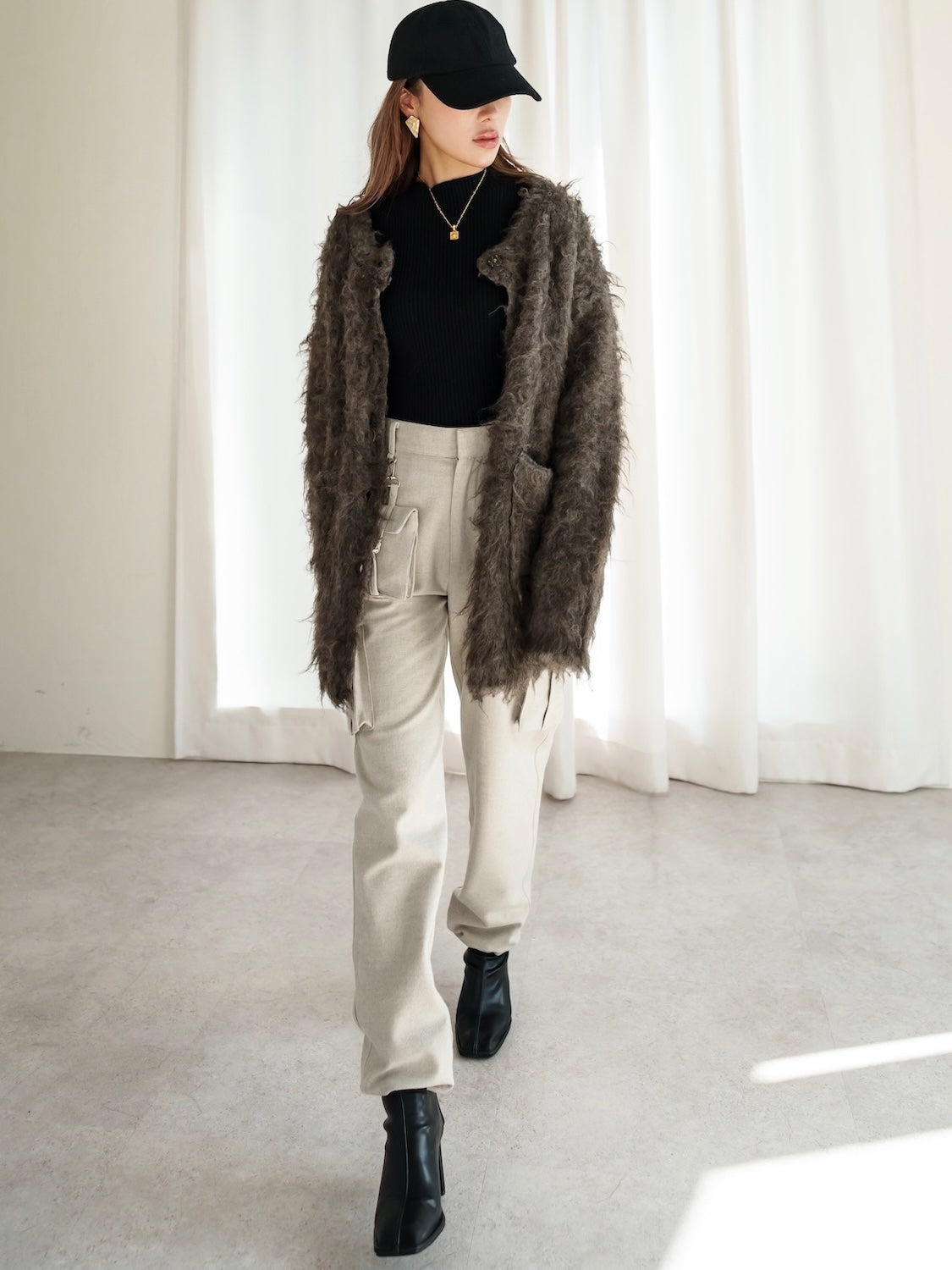 Eco-leather スクエア ショートブーツ