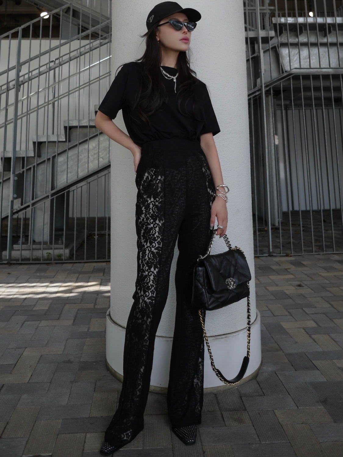 Stretch レース フレアパンツ