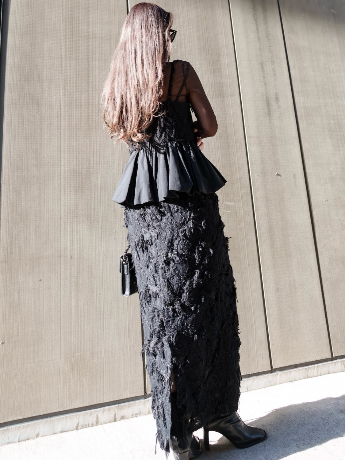 シアー Jaguard ペプラム ドレス