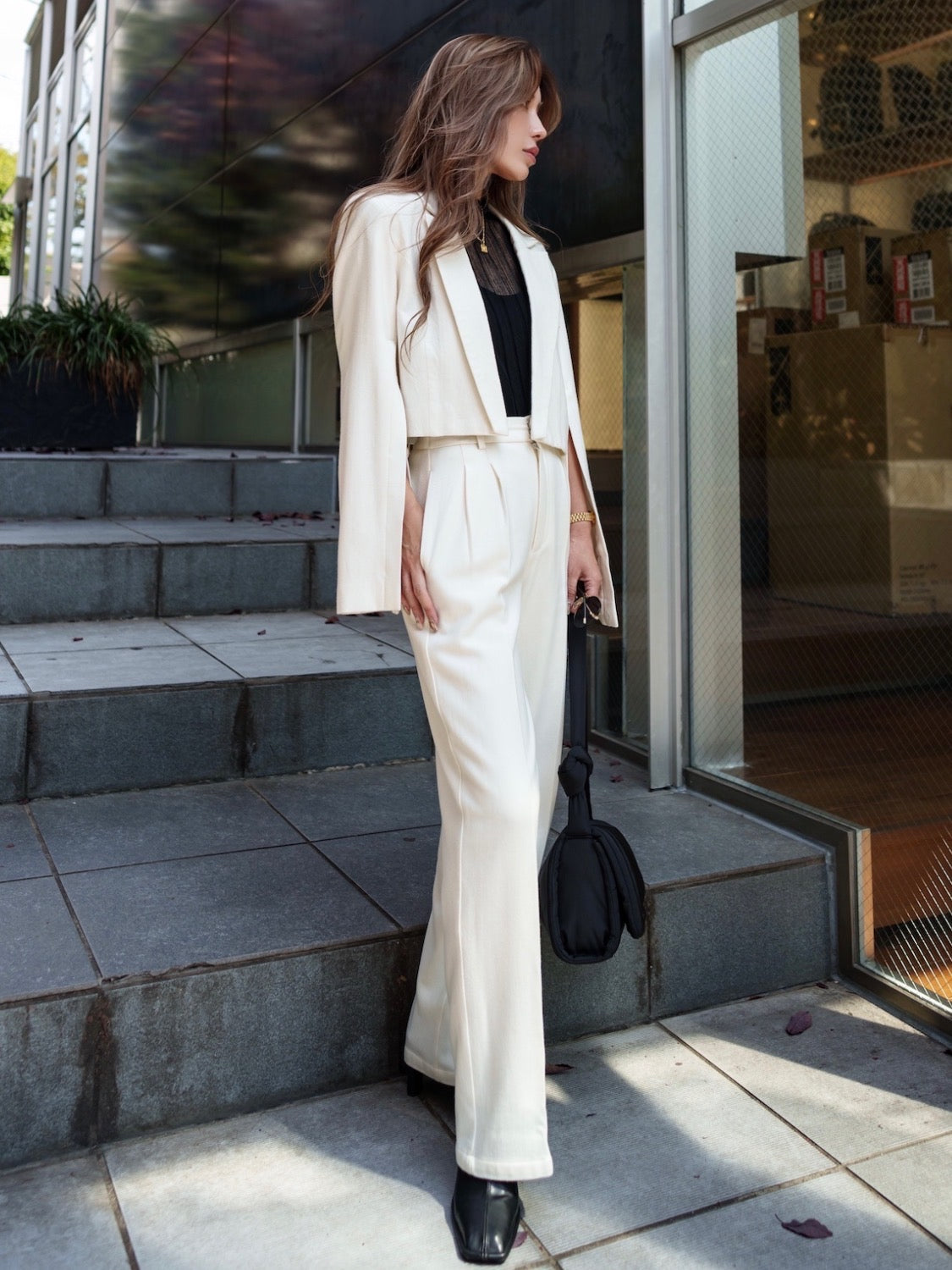 Wool twill short jacket