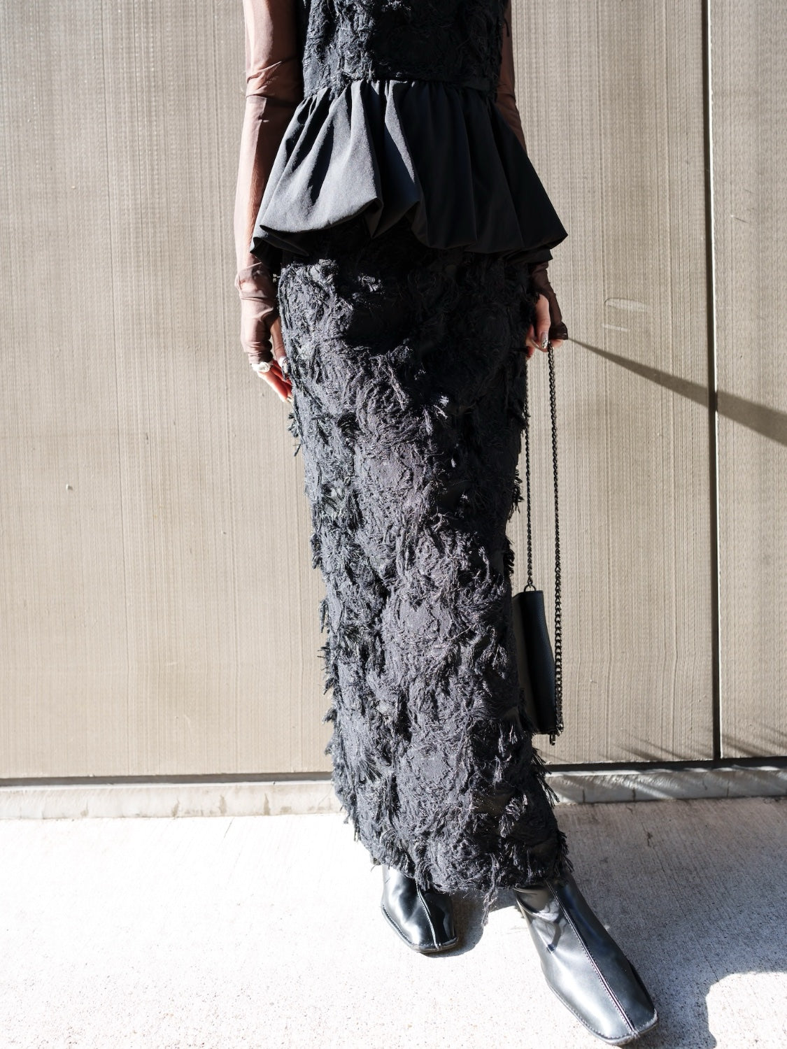 シアー Jaguard ペプラム ドレス