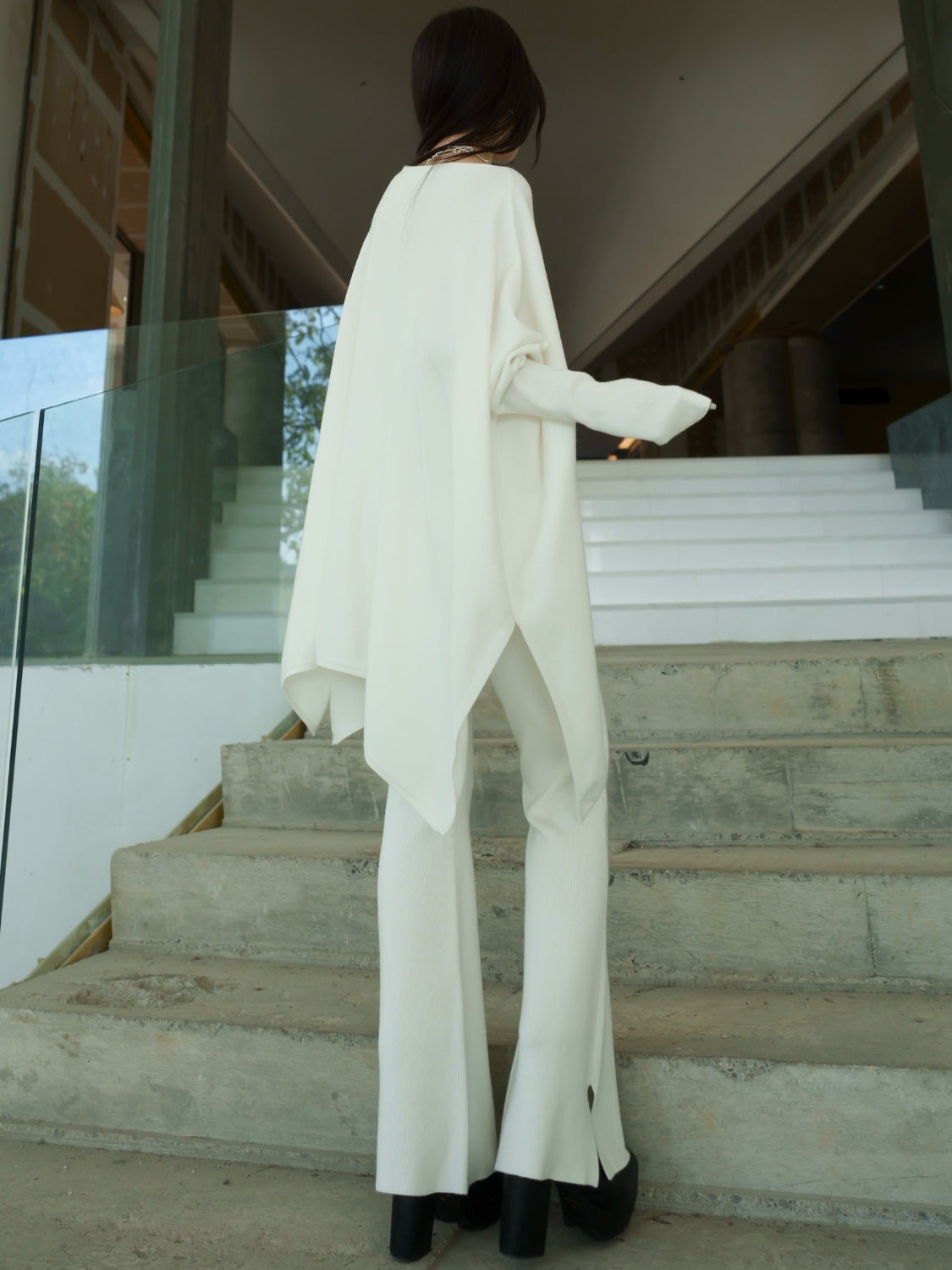 ジャージー KNIT ポンチョ Set-up