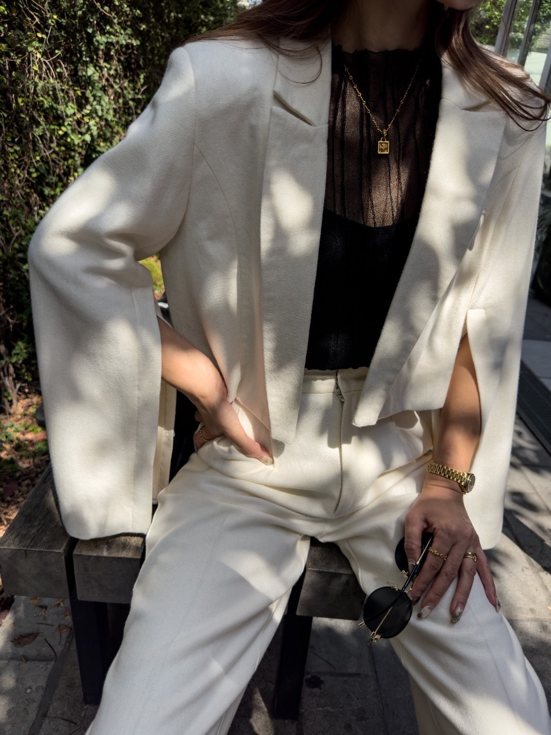 Wool twill short jacket