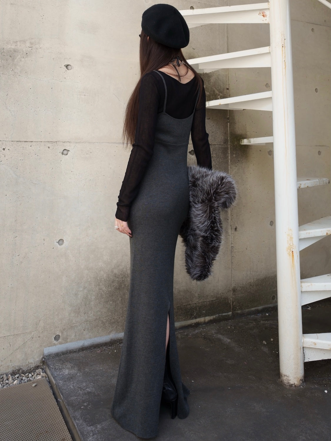 シアー ドッキング KNIT ワンピース