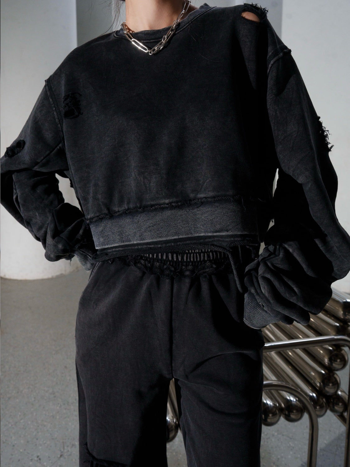 ピグメント Short ダメージ プルオーバー